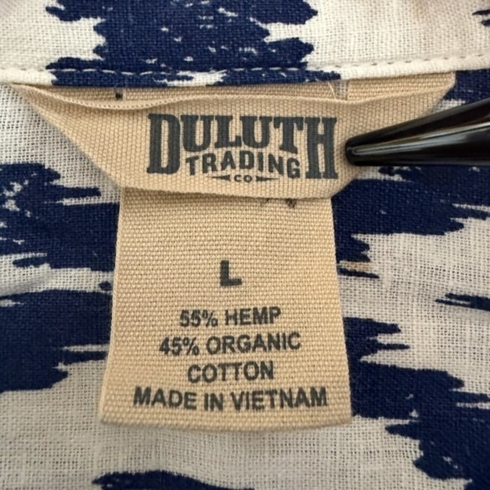 Duluth Trading Co Womens Hemp Organic Cotton‎ Button Shirt Size L Lagenlook Boho - Picture 9 of 10